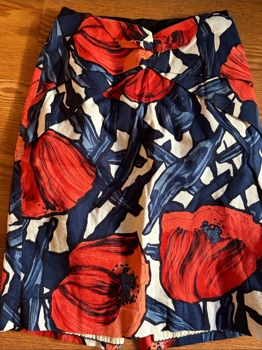Moulinette Soeurs Navy, Red and White Floral A-Line Skirt